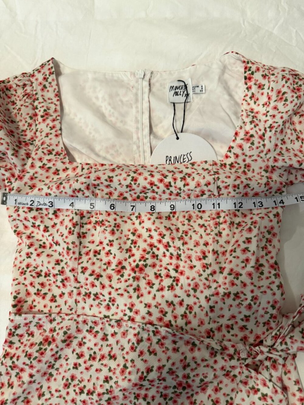 NWT Princess Polly Villa Floral Mini Dress Size 2 Pink Rose Ruffle - Picture 7 of 14